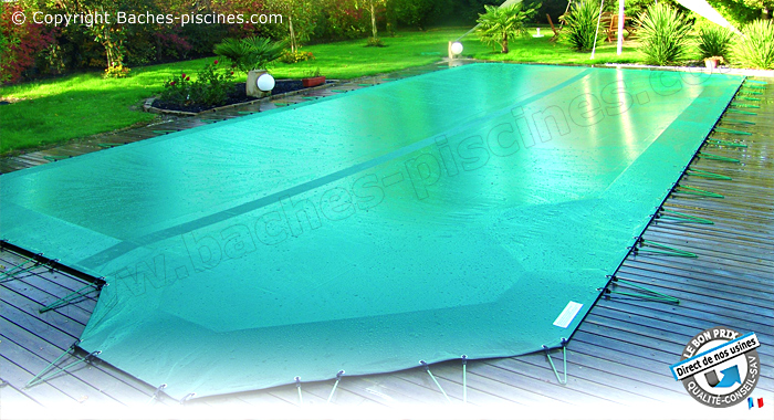 Bâche hivernage piscine en PVC 640 g 8 X 14 M Bleue